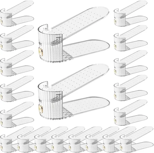 Vista 7 de Organizador de Ranuras para Zapatos, Apilador de Zapatos Ajustable para un Par de Zapatos, Soporte para Zapatos Ahorrador de Espacio, Elevador