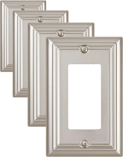 Vista 27 de Switch Plates Outlet Covers, 1-Pack Metal Wall Plate, Black Finish Midsize 1 Toggle 1 Decorator Combo Wall Plate, Ideal for GFCI Outlets, Light