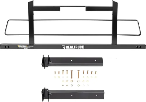 Vista 10 de RealTruck Backrack Marco de Estante Semi-Persianas + Kit de Hardware para uso con Caja de Herramientas de 21", Combo Sin Perforación, Negro