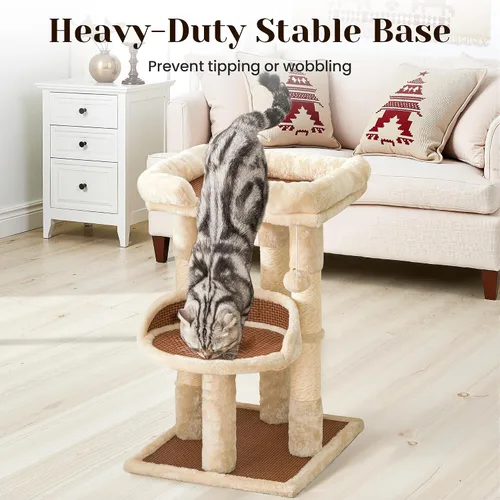 Vista 7 de Fansafurn Árbol de varios niveles para gatos de interior, torre moderna para gatos con camas dobles y postes rascadores, árbol para gatos grandes
