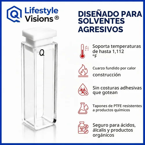 Vista 3 de Cubetas para espectrofotómetro, paquete de 4, absorción celular de espectrómetro de 0.1 fl oz para estudios de absorción UV-VIS, rango de longitud