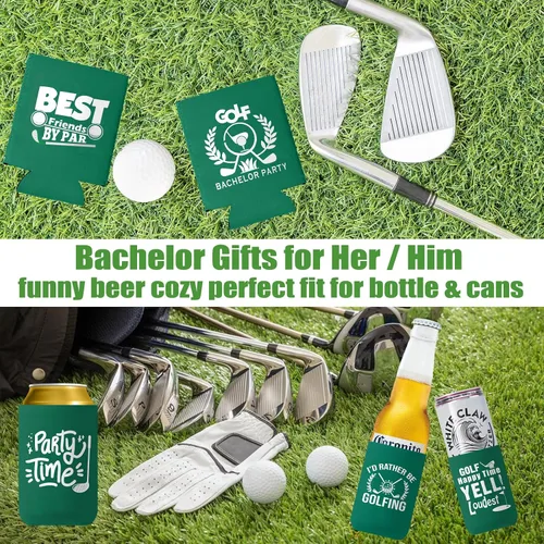 Vista 3 de Enfriador de latas de golf, despedidas de soltero de golf para mujeres y hombres, aislante de neopreno para cerveza acogedora a granel para bodas