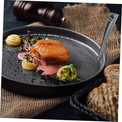 Vista 9 de Pinzas de hierro fundido Teppanyaki para barbacoa para asar y asar, soporte para placa de carne, resistente al calor, agarre de cocina con bordes