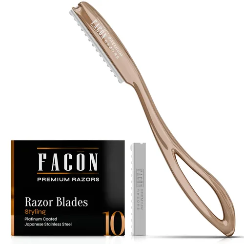 Vista 10 de Facón - Navajas para cortar el cabello - Juego profesional de navajas para peinado con 11 cuchillas de repuesto, herramienta de corte de cabello