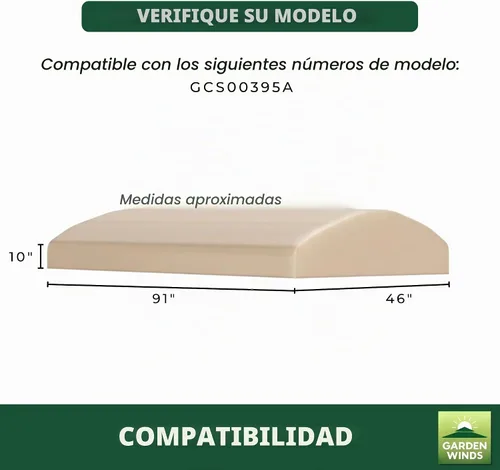 Vista 5 de Garden Winds Reinforced RipLock 350 Replacement Canopy Top Cover Compatible with Style Selections Track Arm Rest Swing Model GCS00395A - Beige