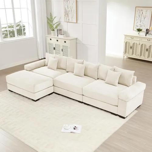 Vista 79 de ODUSE-DAILY Sofá modular de gran tamaño de 117.3 pulgadas, sofás modulares grandes de pana para sala de estar, sofás de 3 plazas, moderno juego
