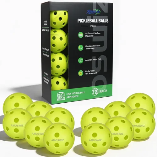 Vista 17 de Indoor Pickleball Balls, 6/12 Pack, 26 Holes