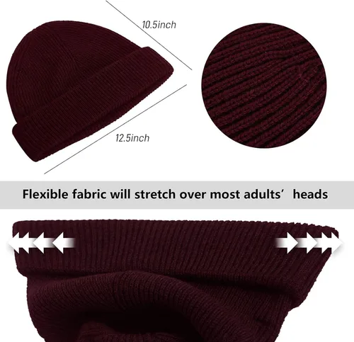 Vista 3 de La Paddy Gorro de punto 100 lana merina unisex cálido suave transpirable y acogedor elástico con puños