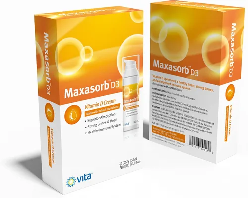 Vista 4 de Vita Sciences Maxasorb Crema de vitamina D3 para aliviar la psoriasis y cuidado saludable de la piel, fórmula sin picazón, sin parabenos con 1000 UI