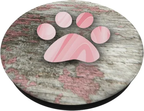Vista 2 de Soporte para teléfono celular con diseño de huellas de huellas de huellas de color rosa – PopSockets Grip y soporte para teléfonos y tabletas