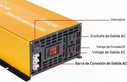 Vista 2 de Inversor de onda sinusoidal pura de 2000 W - 12 V CC a 110 V 120 V CA
