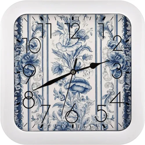 Vista 9 de 10" Square Modern Wall Clock,African Mud Cloth Tribal Print Kitchen Clocks Wall Battery Operated,Silent Non Ticking Unique Funny Cute Wall Clock for