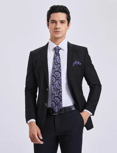 Vista 151 de HISDERN Corbatas para hombre, corbata de cachemira y bolsillo cuadrado tejido clásico floral para hombre, corbata de fiesta de boda