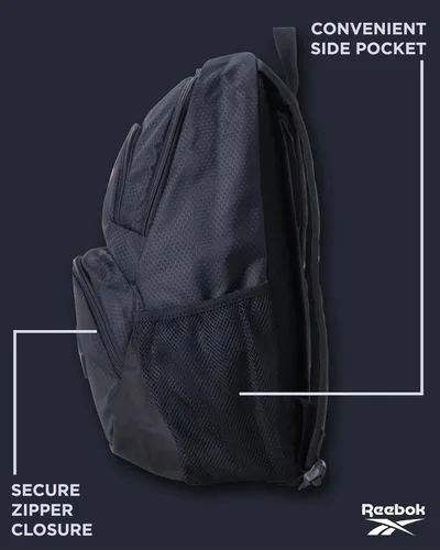Vista 6 de Reebok Mochila Mochilas ligeras de mano Bolsas resistentes al agua y mochilas para laptop para aventuras diarias, Negro con rojo