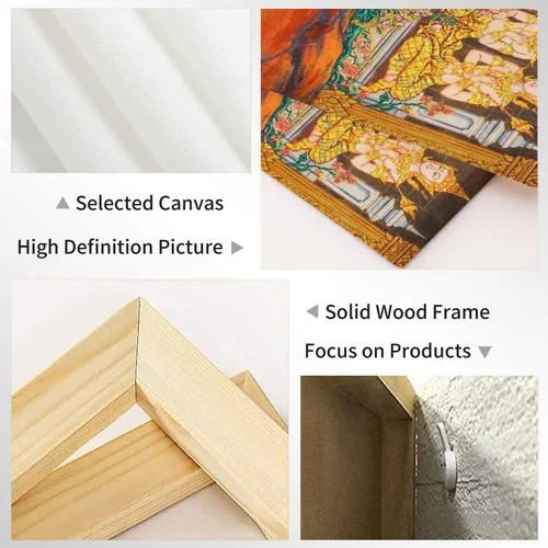 Vista 3 de obra maestra de la pintura tradicional tailandesa de estilo lienzo arte de pared pinturas colgantes ilustraciones modernas, impresiones abstractas