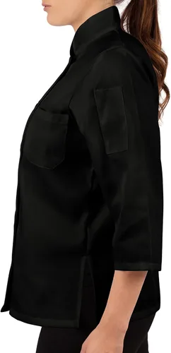 Vista 3 de KNG - Abrigo de chef para mujer, color negro