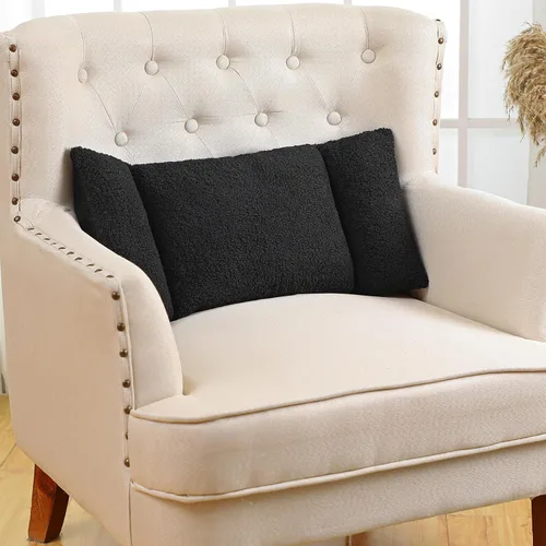 Vista 3 de Queekay - Almohada lumbar de forro polar de 3 secciones para silla de oficina, color negro Back Pillow for Back Support Comfortable Lumbar Cushion
