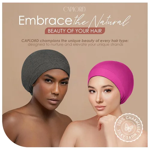 Vista 9 de CAPLORD - Gorro de satén con forro para dormir, de bambú, para cabello natural erizado, para mujeres y hombres