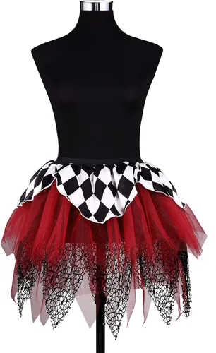 Vista 8 de TWINKLEDE Falda de disfraz de Halloween, faldas de tul irregulares para el Día de los Muertos, falda tutú de fiesta para mujeres y niñas