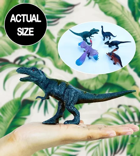 Vista 5 de 21 piezas de decoraciones de pastel de dinosaurio, figuras de dinosaurios para cumpleaños temáticos de niños, decoración de cupcakes de dinosaurio