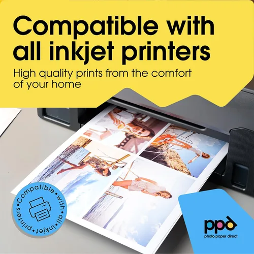 Vista 4 de PPD Papel fotográfico satinado para impresora de inyección de tinta, acabado brillante perla de alta calidad, hojas de tamaño 8.5 x 14 para fotos