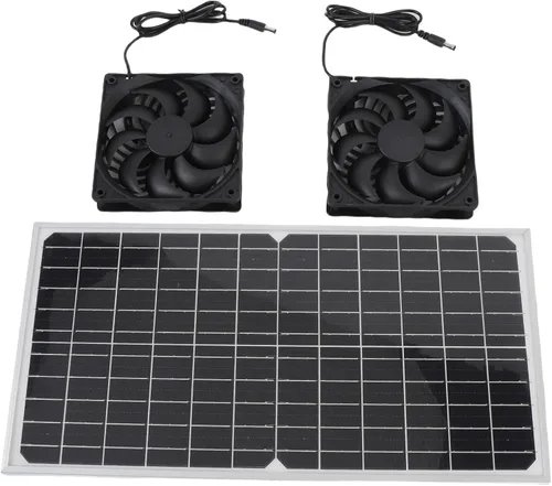 Vista 6 de Kit de ventilador alimentado por panel solar de 16 W, ventilador de escape solar con marco de aluminio para gallinero, invernadero, cobertizo