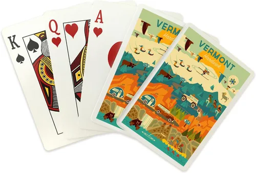 Vista 2 de Lantern Press Hardwick, Vermont, geométrico (52 cartas de juego, baraja de cartas de tamaño póquer con comodines)