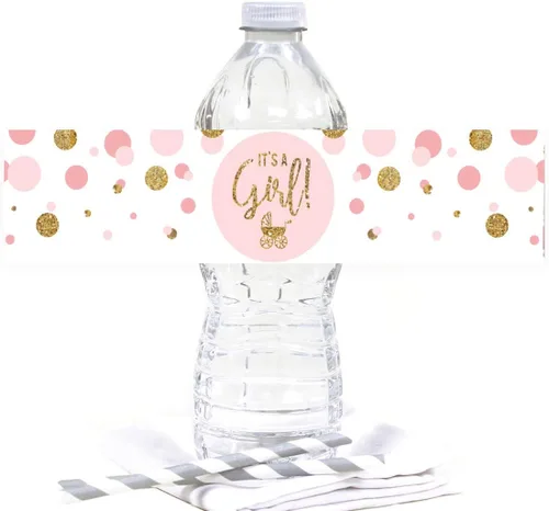 Vista 35 de Andaz Press Colección de fiesta de baby shower de niña con purpurina de oro rosa rubor, pancarta colgante con cuerda, Welcome Baby!, 5 pies, 1 juego