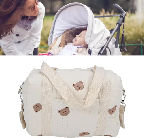 Vista 4 de Bolsa de pañales pequeña, 11.4 x 10.2 x 4.7 in, bolsas organizadoras para cochecito de bebé, bolsas organizadoras de pañales, reutilizables bordadas
