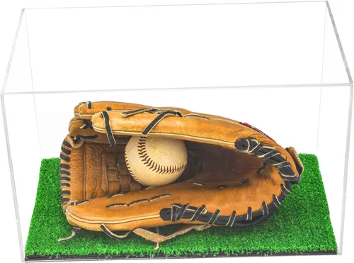 Vista 20 de Better Display Cases Vitrina de guantes de béisbol de acrílico transparente con elevadores negros (A011/V16)