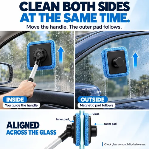 Vista 2 de Limpiador magnético dual del parabrisas del coche, limpiador de cristal