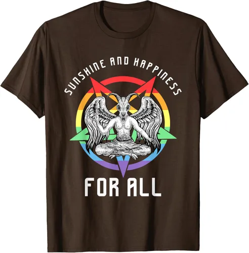 Vista 7 de Funny Sunshine and Happiness for All LGBT Gay Pride Baphomet Camiseta Negro