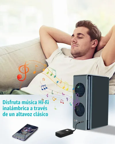 Vista 4 de Golvery, receptor Bluetooth (Bluetooth avanzado 4.1, A2DP) - adaptador de audio inalámbrico portable con entrada de 3,5 mm - disfruta la música