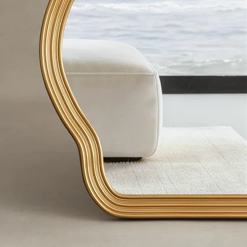 Vista 7 de SHYFOY Espejo de pared dorado antiguo, espejo decorativo asimétrico para decoración de pared, espejos ornamentados grandes irregulares para sala