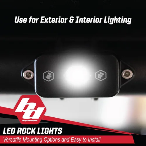Vista 3 de Kit de luz LED para roca Baja Designs - 4 piezas. LED con arnés de cableado (blanco)