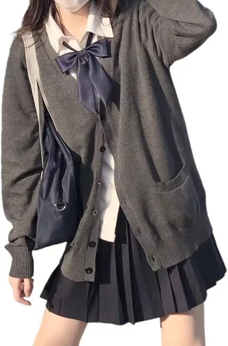 Vista 2 de Cárdigan de punto japonés Harajuku Kawaii rosa para mujer, estilo universitario, suéter