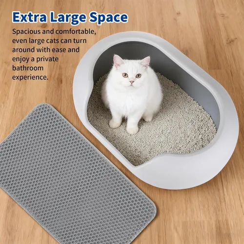 Vista 3 de Basics - Caja de arena grande para gatos con lados altos, arena cerrada para gatos con tapa para gatos grandes, alternativa de tipo tamizado
