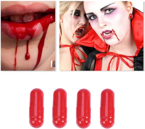 Vista 3 de Happyyami 12 piezas de sangre falsa en polvo de sangre píldora de broma cápsula de sangre falsa juguetes para Halloween accesorios de maquillaje
