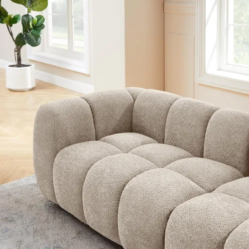 Vista 7 de VANOMi Sofá Boucle de Gran Tamaño de 88", Sofá Moderno Tapizado Acolchado Tipo Nube, Sofá Boucle de Asiento Profundo, Acogedor Sofá Moderno de 3
