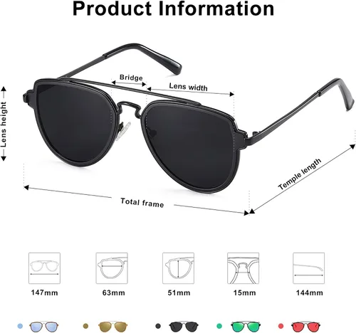 Vista 2 de SOJOS SJ1051 - Gafas de sol polarizadas con doble puente para hombres y mujeres