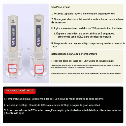 Vista 6 de Probador de agua TDS Medidor digital PPM Temperatura EC 3 en 1