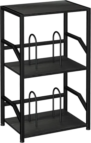 Vista 8 de LOAKEKEL HETCD020BK-1 - Soporte para tocadiscos, gran almacenamiento de discos de vinilo hasta 200 álbumes, mesa auxiliar de 3 niveles