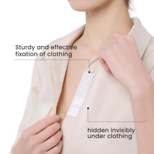 Vista 4 de Cinta de doble cara para ropa y cuerpo (100 piezas) cinta de moda transpirable de doble cara, cinta de tela invisible adecuada para ropa y cuerpo