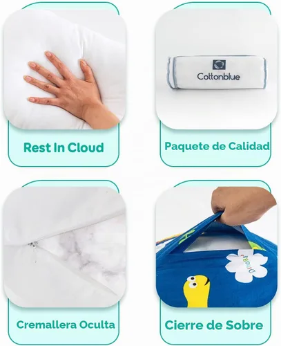 Vista 5 de Cottonblue - Almohada infantil con funda de almohada de algodón orgánico, 14 x 19 pulgadas