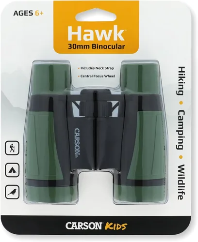 Vista 5 de Carson Hawk prismáticos para principiantes para niños, 30 mm