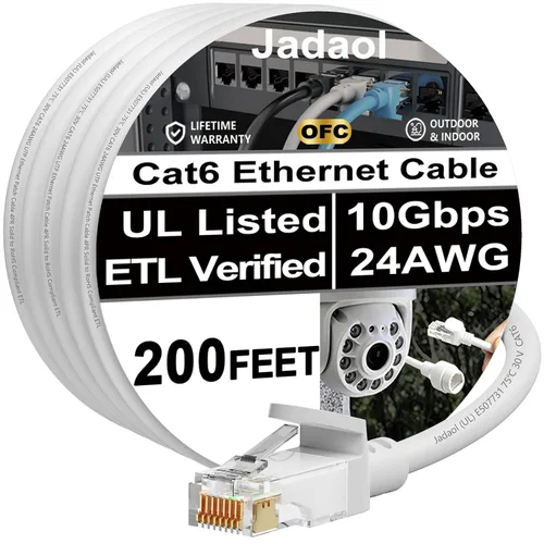 Vista 16 de Cable Ethernet Cat 6 de 1 pie (paquete de 6), para exteriores e interiores, compatible con red Cat7 de 10 Gbps, cable de conexión LAN plano