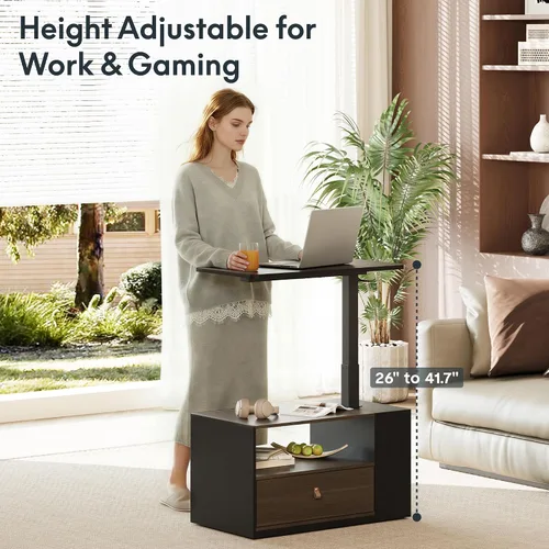 Vista 6 de FLEXISPOT H7 CAB - Escritorio para computadora de pie y sentado en altura ajustable con almacenamiento, escritorio neumático para laptop con cajón