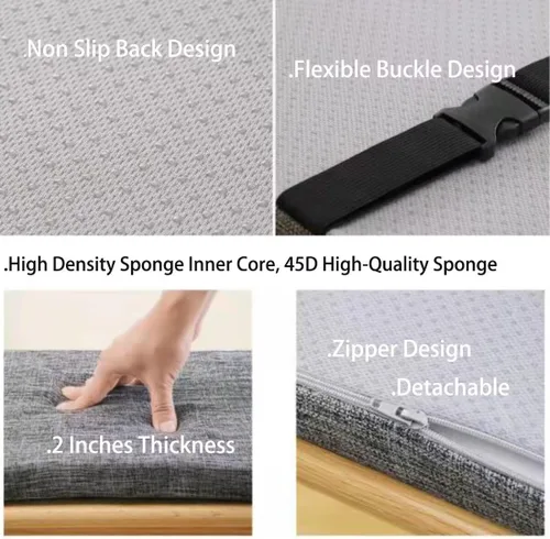 Vista 6 de Cojín de banco, antideslizante y grueso, para banco de patio, cojín duradero de espuma viscoelástica de alta densidad para banco de zapatos, Negro