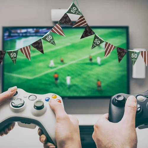 Vista 6 de 2 Piezas Banderín Bandera de Fútbol Americano Banderas de Cordel con Tema de Fútbol Americano Banderines para Decoraciones de Fiestas Deportivas