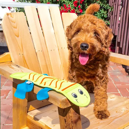 Vista 25 de Outward Hound Fire Biterz - Juguete interactivo de peluche para perro con forma de tortuga, tamaño mediano, hecho de material de manguera contra
